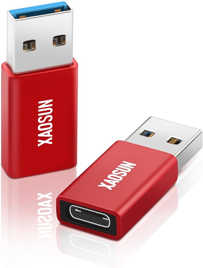 [10Gbps] USB C Female to USB Male Adapter (2-Pack), 3.1 USB A to USB C Adapter, XAOSUN One-Sided SuperSpeed Data Sync & 100W Fast Charging For iphone 15 Plus Pro Max, Laptop, Charger, Quest Link, etc.