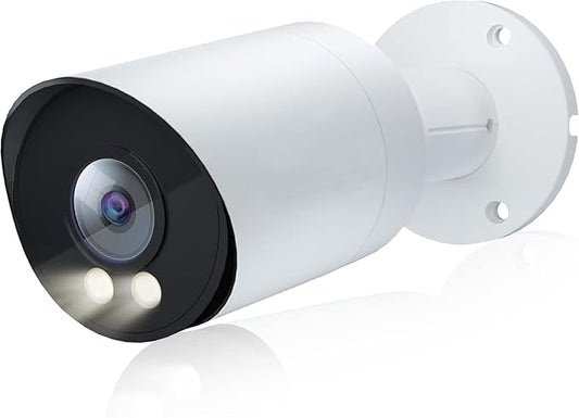 Real HD 6MP Add-On Full Color Night Vision Bullet POE IP Camera for IP NVR Systems, with Visiable White Lights, 105° Viewing Angle, Outdoor, Compatible with Ⲏіk NVR, NDAA Compliant