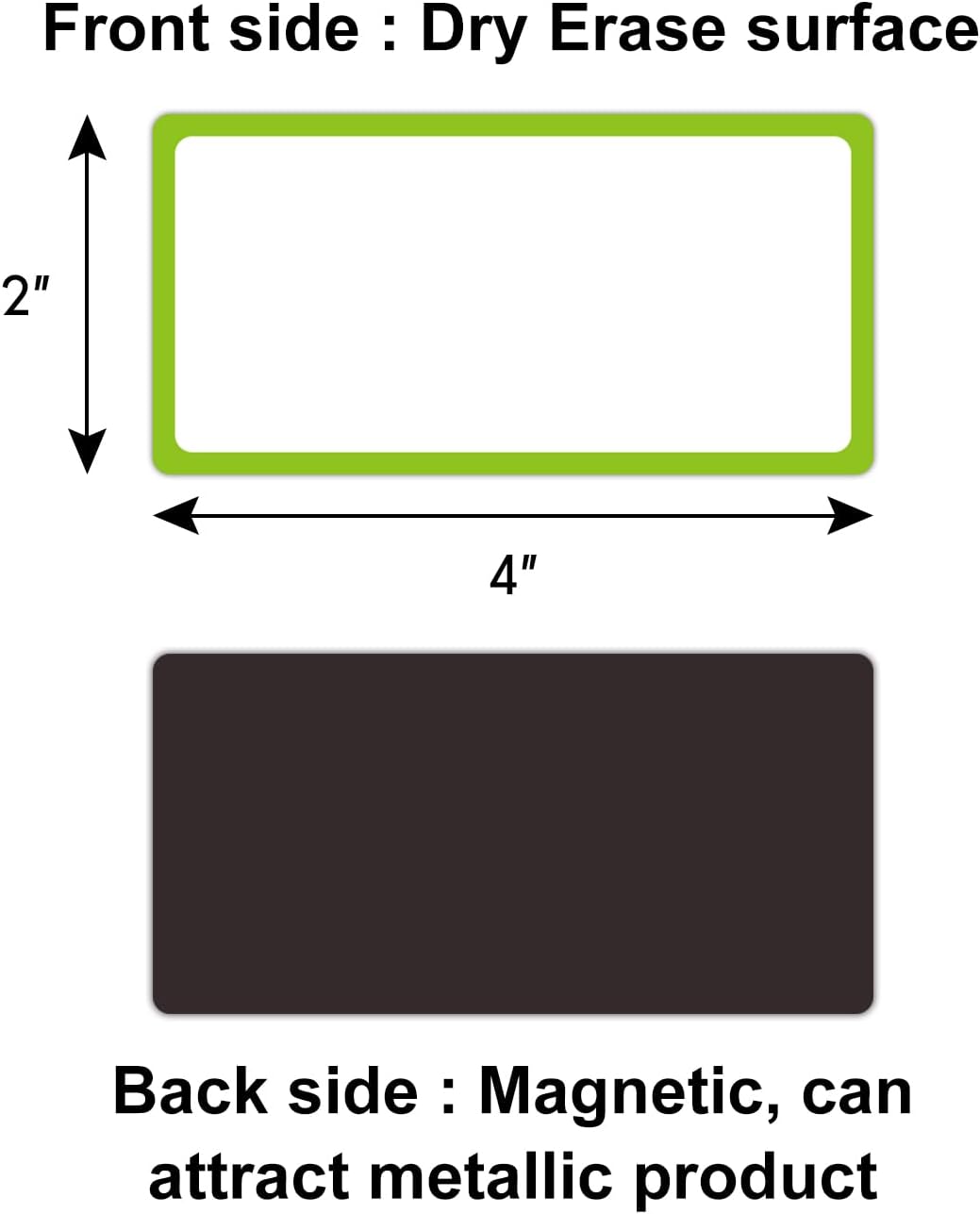 Colored Border Magnetic Dry Erase Labels 4x2 Inch, Reusable Dry Erase Magnet Labels for whiteboard，Pack of 40