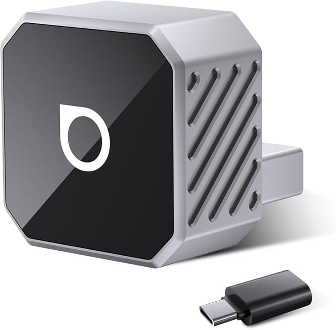 OTTOCAST Mini Cube 3.0 Wireless Carplay Adapter & Android Auto Wireless Adapter Silver (2-in-1) – Plug & Play for iPhone & Samsung/Android Phones, Two Phones Memory, Auto-Reconnect, Stable 5GHz WiFi