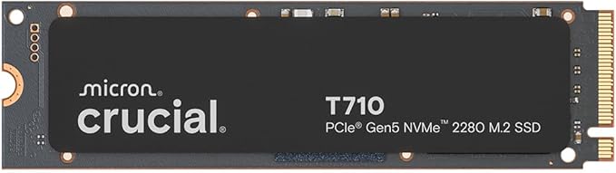 Crucial T710 PCIe Gen5 NVMe 4TB SSD, Up to 14,900 MB/s, Laptop & Desktop Compatible (PC), for Creatives and Hardcore Gamers, Solid State Drive, Includes 1Mo Adobe CC – CT4000T710SSD8-01