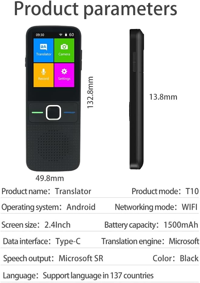 Language Translator Device, Portable Instant Translator Device Supports WiFi/Bluetooth/Offline Two-Way Real-Time Online 137 Languages Smart Language Translator for Travel Business Learning 25 Upgraded