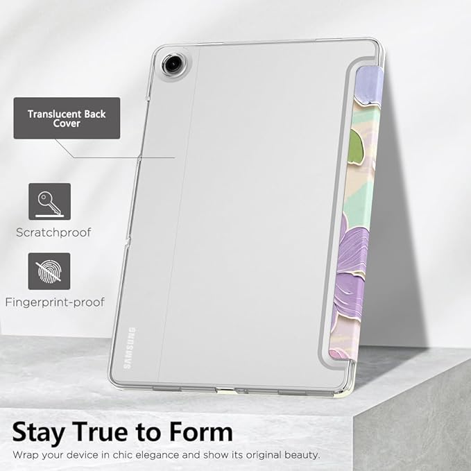 MoKo Case for Galaxy Tab A9+/A9 Plus 11 Inch 2023, Slim Stand Protective Smart Cover with Hard PC Translucent Back Shell for Tab A9 Plus Tablet (SM-X210/X216/X218), Auto Wake/Sleep,Oil Painting Flower