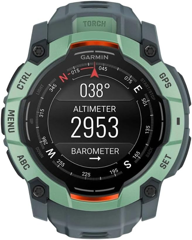 Garmin Instinct® 3 50mm, AMOLED Display, Rugged Outdoor GPS Smartwatch, Metal-Reinforced Bezel, Built-in Flashlight, Up to 18 Days of Battery Life, Neo Tropic/Twilight