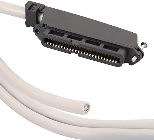 ICC Female to Open End 25-Pair Telco Cable 5ft - Cat3 24AWG, 100% Solid Pure Copper, Gray Riser CMR Cable with 90-Degree 50-Pin Telco Connector for Voice and Low Data PBX Applications, 5 Feet