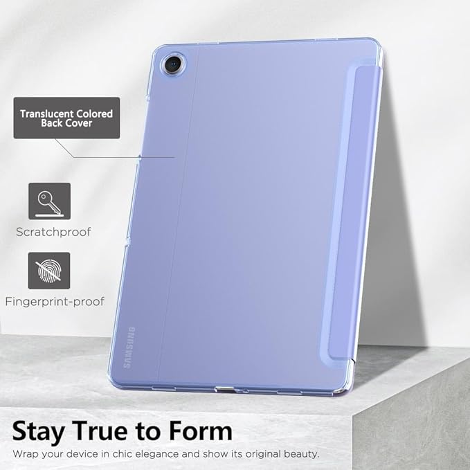 MoKo Case for Galaxy Tab A11+ Plus/A9+ 11-Inch 2025/2023, Slim Stand Protective Smart Cover with Hard PC Translucent Back Shell for Galaxy Tab A11+/A9 Plus Tablet, Auto Wake/Sleep, Lavender Purple