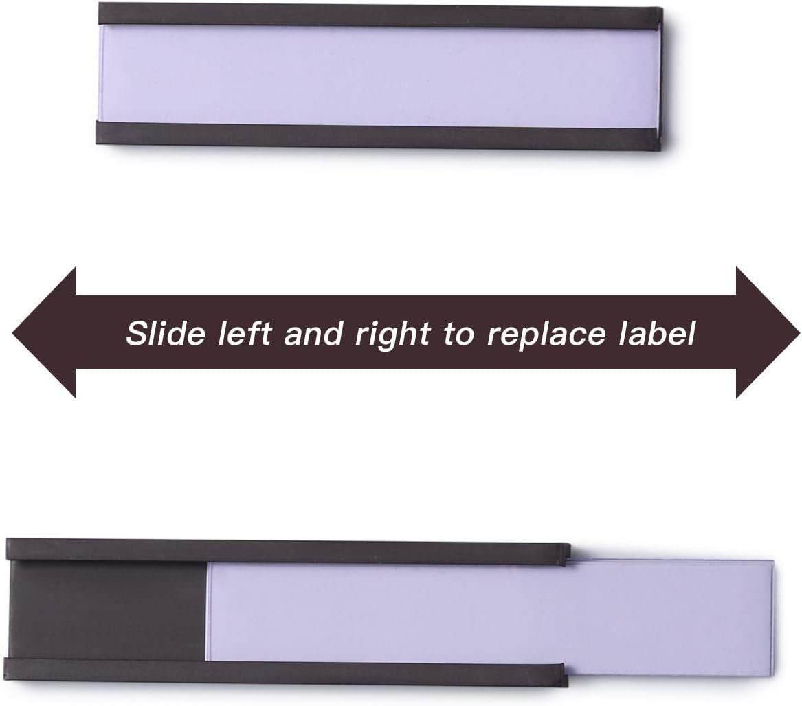 Eeoyu Magnetic Label Holders with Magnets Magnetic Data Card Holders with Clear Plastic Protectors for Metal Shelf, Whiteboard, Set of 50 (0.5 x 3 Inch)