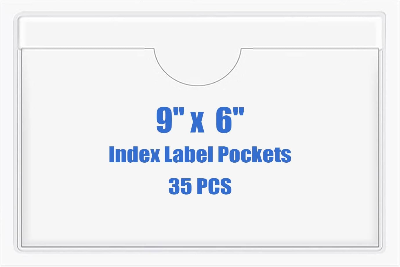 Origin-Joy 35 PCS Self Adhesive Index Card Pockets with Top Open, Clear Plastic Label Holder for Cards of Note, Library and Business, Adhesive Label Pockets & Card Holder (9 x 6 inch)