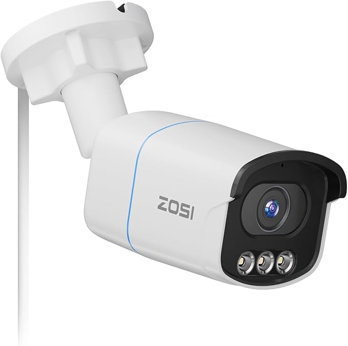 ZOSI C186 5MP 3K Aurora Lux True Color Night Vision PoE IP Security Camera, Smart Person/Vehicle Alerts for Outdoor Indoor Surveillance, Light & Siren Alarms, Two-Way Talk, with Our NVR or PoE Switch