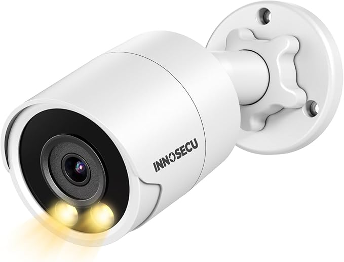 PoE Camera 4MP, Outdoor IP67 Bullet Security IP Camera, Smart Dual Light Full Color Night Vision, Built-in Mic, 2.8m Lens 110° Angle Viewing, Human/Vehicle Detection, INB4FD38F (White)