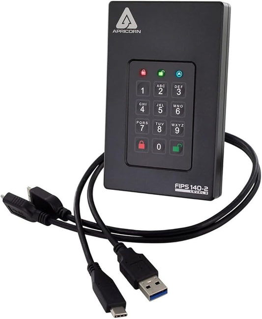 Apricorn 2TB Aegis Fortress L3- FIPS Level 3 Validated USB 3.0 Hardware Encrypted Portable Drive (AFL3-2TB) , black