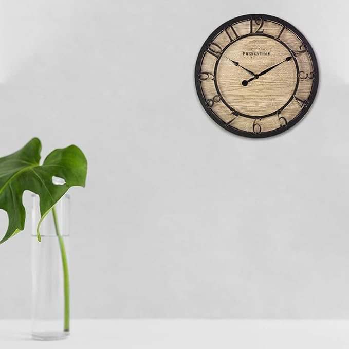 Presentime & Co 10" Farmhouse Series Wall Clock, Cottage Style, Vintage Design, Oil Rubbed Bronze