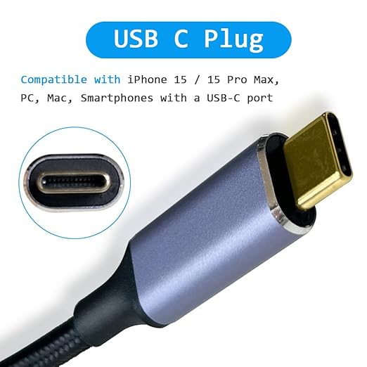 QJYTH 3FT Hard Drive Cable, Type C to Micro B Nylon Braided External Cord Compatible with Seagate, Toshiba, WD My Passport, lacie, Mac, iPhone 15/16, Tablet and More USB-C Device