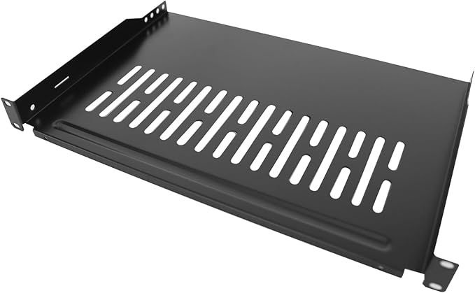 Server Rack Shelf-Universal Vented Rack Mount Cantilever Tray for 19" Network Rack & Cabinet - Heavy Duty Steel - Weight Capacity 55lb-1U H 10" D/ 2 Pieces Packaging GLOBALRACK (1U12, 12INCH)
