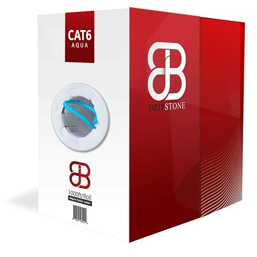 Dripstone CAT6 Ethernet Cable 1000ft Bulk Network LAN Wire 23AWG Solid UTP 550MHz High-Speed Internet Cable Gaming, Streaming, Office, Home Use, Pull Box, Cat6 Bulk, Stable Connectivity - Aqua