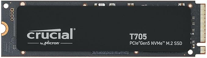 Crucial T705 PCIe Gen5 NVMe 4TB SSD, Up to 14,100MB/s, TLC NAND, Intel & Ryzen Compatible, for Hardcore Gaming & High-Speed Storage, Solid State Drive, Includes 1Mo Adobe CC – CT4000T705SSD3