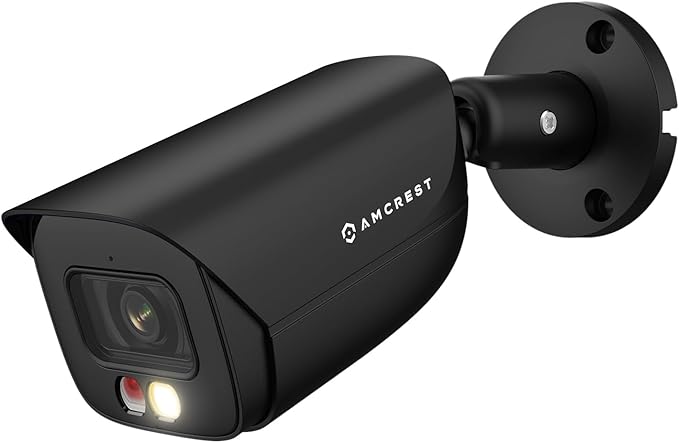 Amcrest 5MP IP PoE AI Camera w/ 49ft Color Night Vision, Security Outdoor Bullet Camera, Built-in Microphone, Human & Vehicle Detection, Active Deterrent, 129° FOV, 5MP@20fps IP5M-B1276EB-AI (Black)