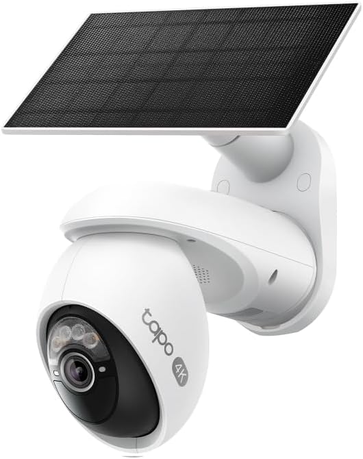 Tapo 4K Outdoor Camera Wireless, Battery Camera w/Solar Panel, Pan/Tilt, 360° View, 24/7 Capture, Free Person/Vehicle Detect, Night Vision, SD/Cloud, Works w/Alexa and Google Assistant, VistaCam 360