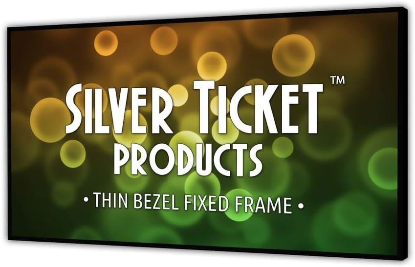 Silver Ticket Products S7 Series 6 Piece Thin Bezel Home Theater Fixed Frame 4K/8K Ultra HD, HDTV, HDR & Active 3D Projection Screen, 16:9 Format, 110" Diagonal, Woven Acoustic Material S7-169110-WAB
