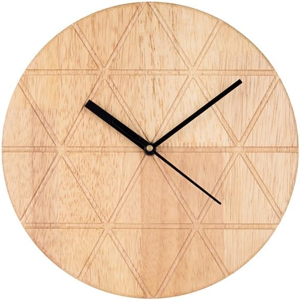 Wooden Wall Clock, Modern Round Design, Natural Wood Finish with sleek black hands, 24 cm size pack of 1 (Battery not included)