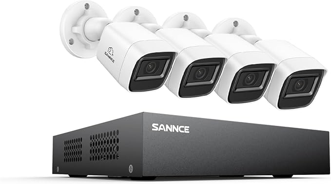 SANNCE 8CH 1080P Home Surveillance Camera System and 4 * 1080P TVI Weatherproof CCTV Cameras,Easy Remote Access, Wired Security Camera System Outdoor