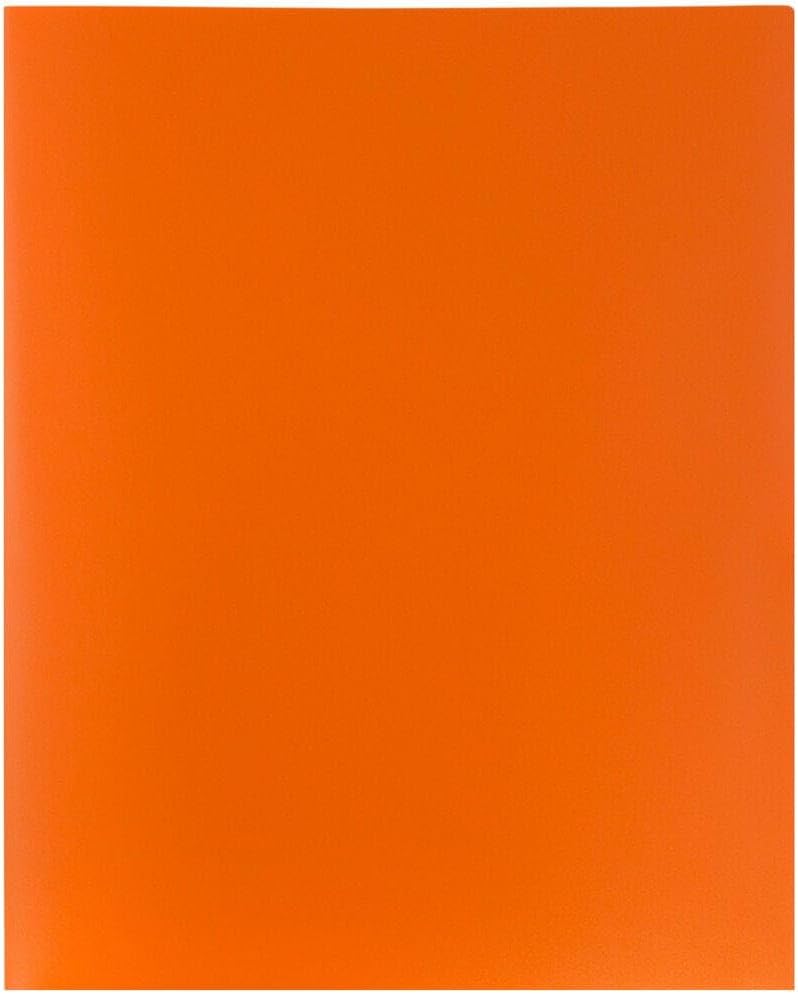 JAM PAPER Plastic 2 Pocket POP Folders - Durable School Folders - Orange - Bulk 48/Pack