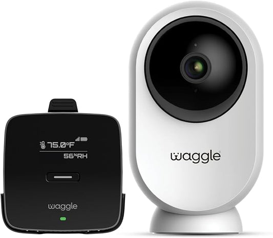 Waggle Dog Temperature Monitor & Pet Camera Bundle for RVs - Portable WiFi Cam (128GB) with Motion Alert & Remote Access | Watch Pets While Travelling