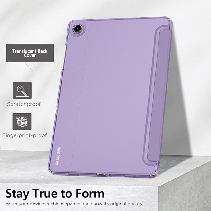 MoKo Case for Galaxy Tab A11+ Plus/A9+ 11-Inch 2025/2023, Slim Stand Protective Smart Cover with Hard PC Translucent Back Shell for Galaxy Tab A11+/A9 Plus Tablet, Auto Wake/Sleep, Lilac