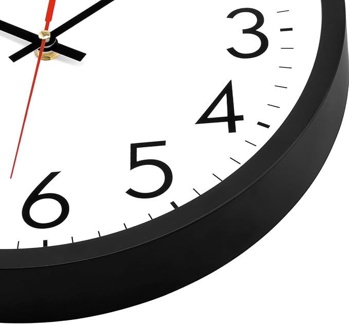 Lumuasky 4 Pack Black Wall Clock,12 Inch Silent Battery Operated Non Ticking Quartz Round Analog Classic Clock Modern Design for Home Office Classroom School Living Room Bedroom