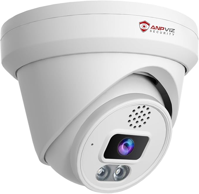 Anpviz 4K IP PoE Camera, PoE Turret Security Camera Outdoor with Built-in Mic & Speaker, Human Vehicle Detection, 100FT Smart Color Night Vision, 8MP(3840x2160), Up to 256GB SD Card, NDAA Compliant