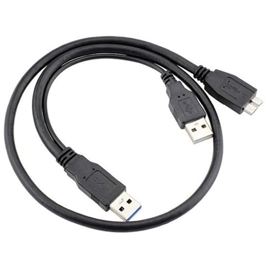 USB 3.0 Dual Power Y Shape 2 X Type a to Micro B high Speed Upto 5 Gbps Data Transfer Cable, Micro USB 3.0 to USB Splitter Cable (USB Y-Cable, USB Y Cable) 20 Inches for External Hard Drives