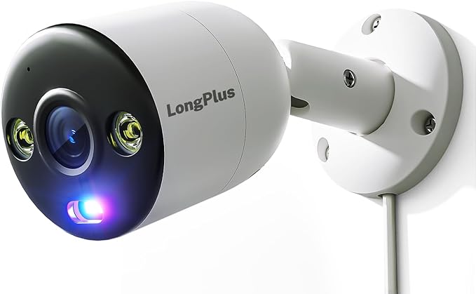 LongPlus 8MP 4K UHD Poe Wired Security Camera Outdoor for Security Cameras System, Cameras for Outdoor Home Security Spot Lights Color Night Vision, Strobe Light Alarm & Sound LPCP8B1
