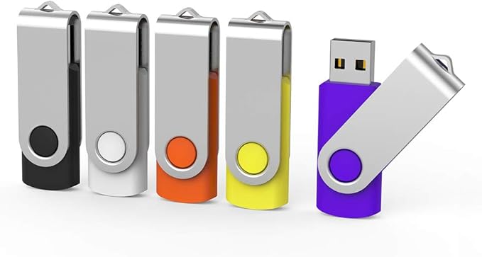 Aiibe 5 Pack 32 GB Flash Drive 32GB USB Flash Drive USB 2.0 Memory Stick Thumb Drive 32GB Multi Pack USB Drives (32G, 5 Mixed Colors: Black Red Yellow White Purple)