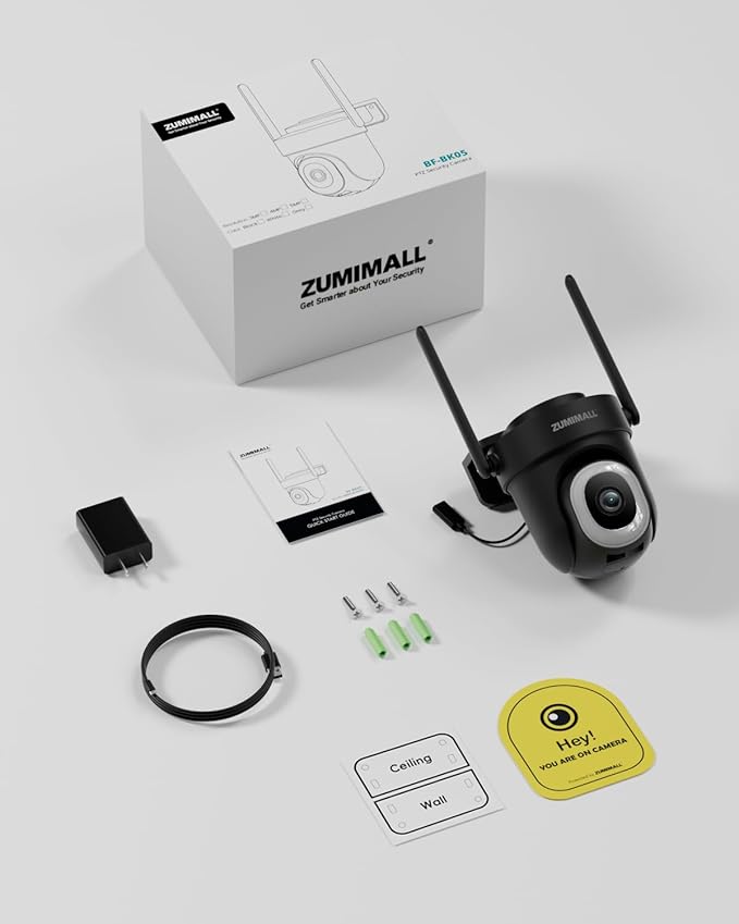 ZUMIMALL 5MP 5G WiFi Security Camera 2-Pack Black, 24/7 Recording, 360° PTZ Auto Tracking, Support SD Storage, Color Night Vision, AI Detection, 2-Way Talk, Compatible with Alexa & Cloud Edge