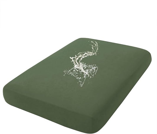 hyha Waterproof Couch Cushion Covers, Stretch Sofa Couch Seat Slipcover for Dog Washable, Non-Slip Waterproof Outdoor Cushion Covers for Patio Furniture Replacement (1 Piece for Medium, Bronze Green)
