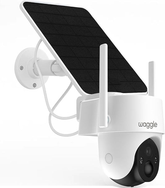 Waggle 4G LTE Solar Security Camera, 2K Wireless Outdoor Camera, No Wi-Fi Needed, 350° Pan 90° Tilt, PIR Motion Detection, AOV, Ultra Vision Day & Night - Subscription Required - Truly Unlimited Data