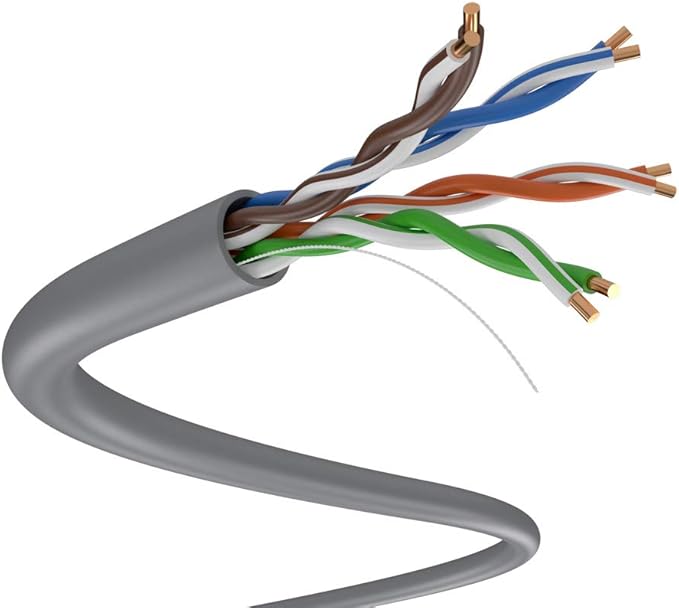 Dripstone-600002 1000ft CAT5e 4/UTP Ethernet LAN Cable 24AWG Network Wire (Gray)