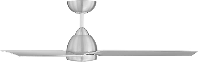 Mocha Indoor/Outdoor 3-Blade Smart Compatible Ceiling Fan 54in Brushed Aluminum with Remote Control and Wall Cradle. Works with iOS/Android, Alexa, Google Assistant, Samsung SmartThings, and Ecobee.