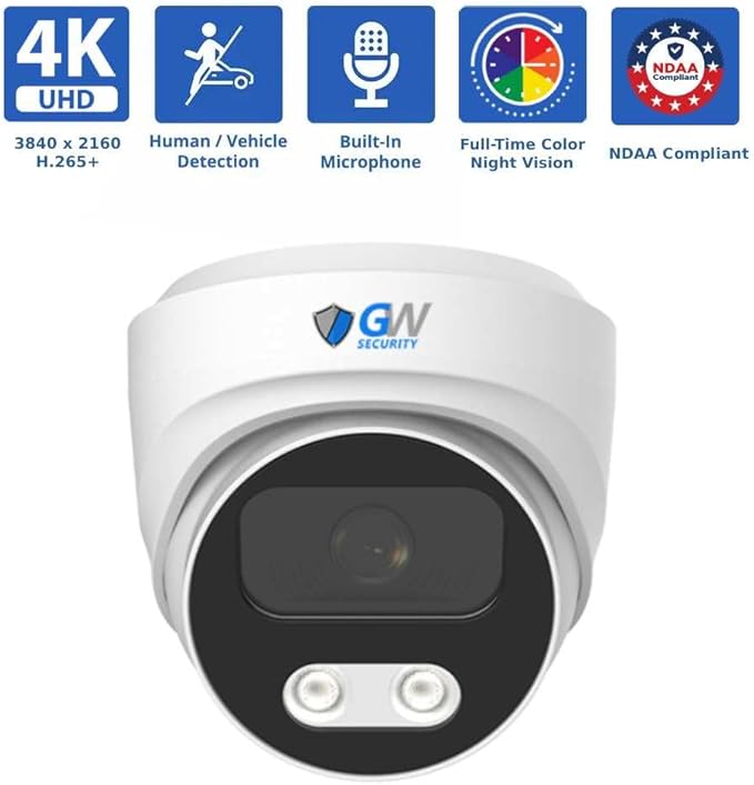 GW Security 16 Channel 12MP 4K NVR with 16 x 5MP AI PoE Microphone Weatherproof Security Camera System for Home and Business, Smart Human Detection, 24/7 Day & Night Recording with 4TB Hard Drive