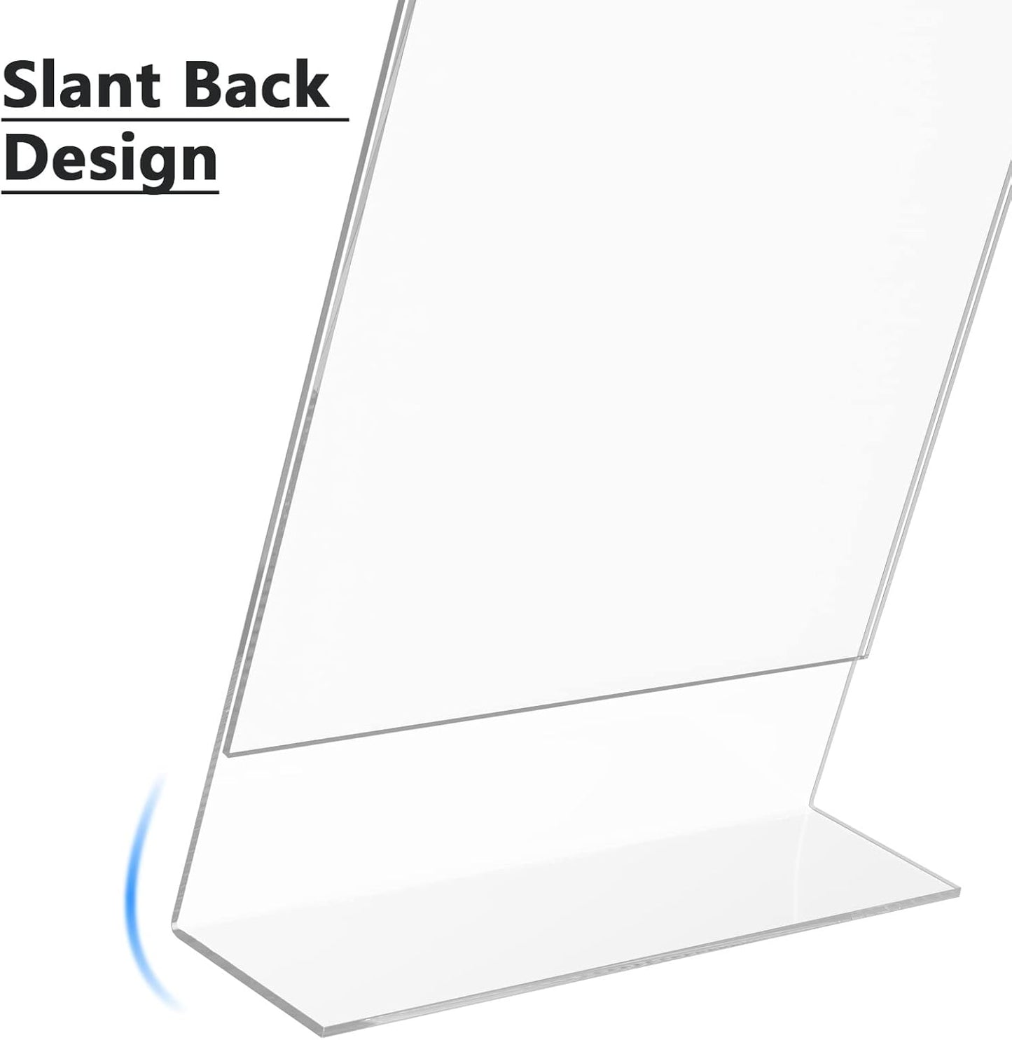 MaxGear Acrylic Sign Holder, Clear Sign Holders Plastic Display Stand 8.5 x 11 Inches Slant Back Countertop Display Picture Frames for Menus, Flyer, Use In Office, Store, 5 Pack