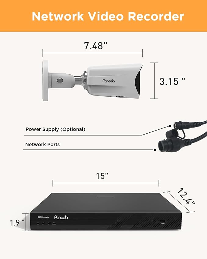 32 Channel Security Camera System, H.265 20pcs 5MP PoE IP Bullet Camera, Smart Color Night Vision, 2 Way Audio Talking, AI Human Detection, Remote Access, 4K 32 Channel NVR 8TB, PB65A2032-5MD