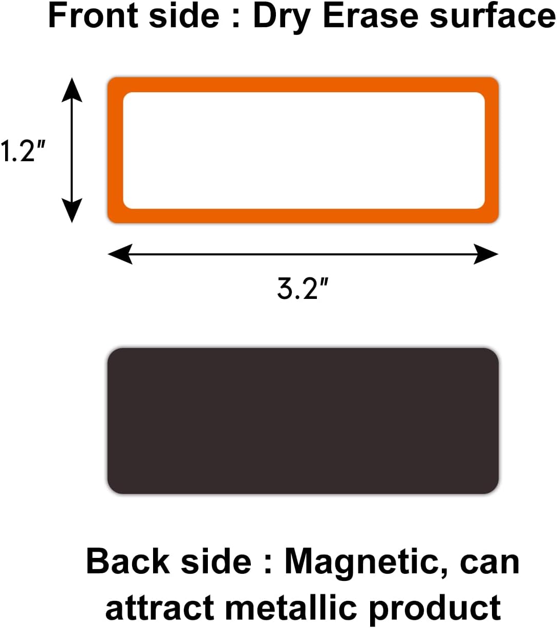 Colored Border Dry Erase Magnetic Labels 3.1x1.2 Inch, Reusable Magnetic Dry Erase Labels for Whiteboards，Pack of 40