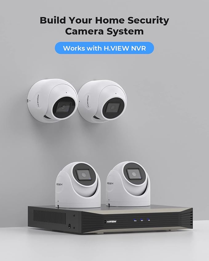 (Hikvision Compatible) H.VIEW 5MP Outdoor POE Camera Dome Turret IP Security Camera, 100ft IR Night Vision, 2.8mm Fixed lens, H.265+ IP PoE Outdoor Camera, RTSP,RTMP WDR,Support SD Card