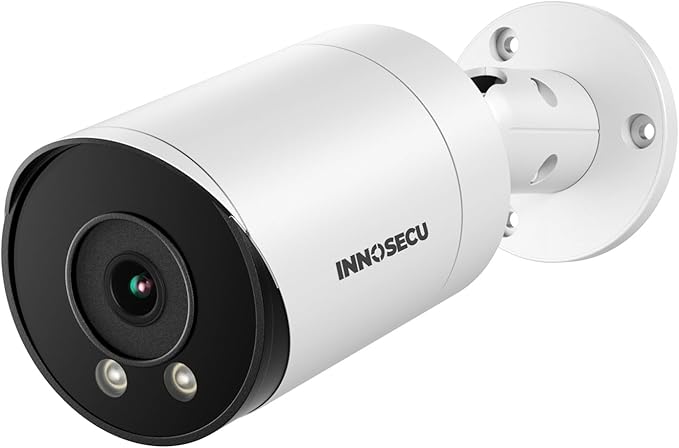 4MP PoE Camera with 2.8mm Lens 110° Wide Angle Viewing, Outdoor Security IP Bullet Camera, Waterproof IP67, 100ft Night Vision, Built-in Mic/Audio, Human/Vehicle Detection, INB4FR49E