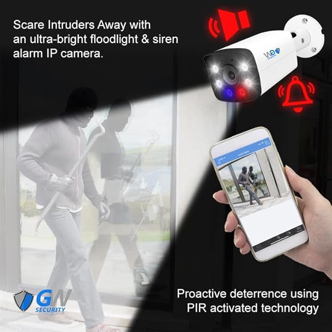 GW Security 8 Channel 4K NVR H.265 8MP Fulltime Color Night Vision Security Camera System with 4 UltraHD 4K IP Two-Way Audio Outdoor PoE Security Cameras, Smart AI Human Detection