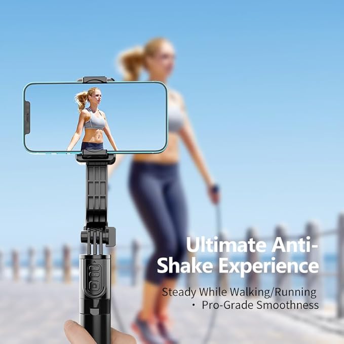 Phone Gimbal Stabilizer for Phone,Selfie Stick & Tripod with Remote Control | One-Touch Horizontal/Vertical Switch & 360° Rotation | Portable Design | Ideal for TikTok, YouTube, Vlog, Live Streaming