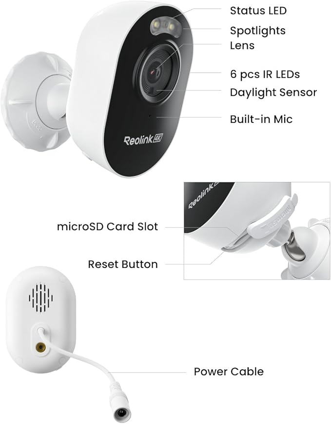 REOLINK 4K Outdoor Security Camera, 2.4/5GHz Wi-Fi 6, AI Detection, Spotlight Color Night Vision, 24/7 Recording, No Monthly Fees, Corded Wireless WiFi Security Camera, Weatherproof, Lumus Pro