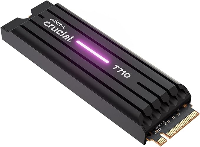 Crucial T710 PCIe Gen5 NVMe 2TB SSD – Heatsink, Up to 14,900 MB/s, Laptop & Desktop Compatible (PC), for Creatives and Hardcore Gamers, Solid State Drive, Includes 1Mo Adobe CC – CT2000T710SSD5-01