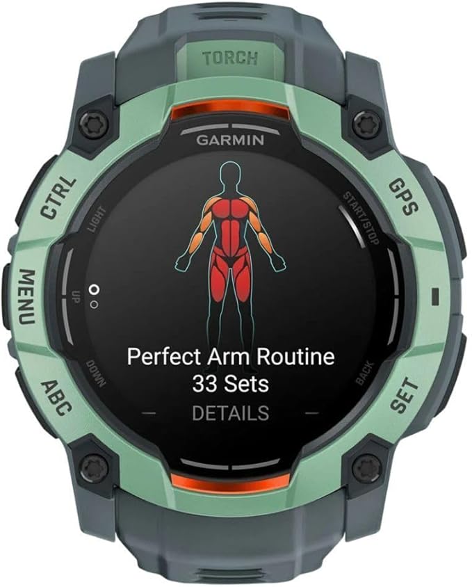 Garmin Instinct® 3 50mm, AMOLED Display, Rugged Outdoor GPS Smartwatch, Metal-Reinforced Bezel, Built-in Flashlight, Up to 18 Days of Battery Life, Neo Tropic/Twilight