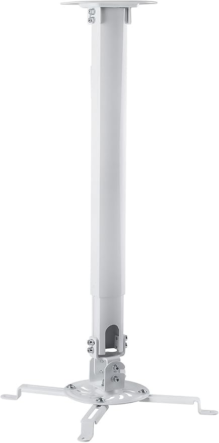 Mount-IT! Projector Ceiling Mount [30 lbs Capacity] Universal Bracket | 360 Full Motion with Tilt and Swivel Rotate | Adjustable Pole Height from 21-34.5 Inches, Extendable Arms (White | Long)